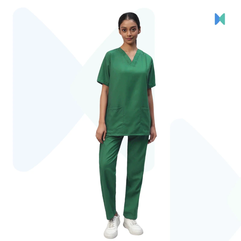 Premium V-neck Half Sleeve Unisex OT Dress (Medical Scrub) – Spinach Green