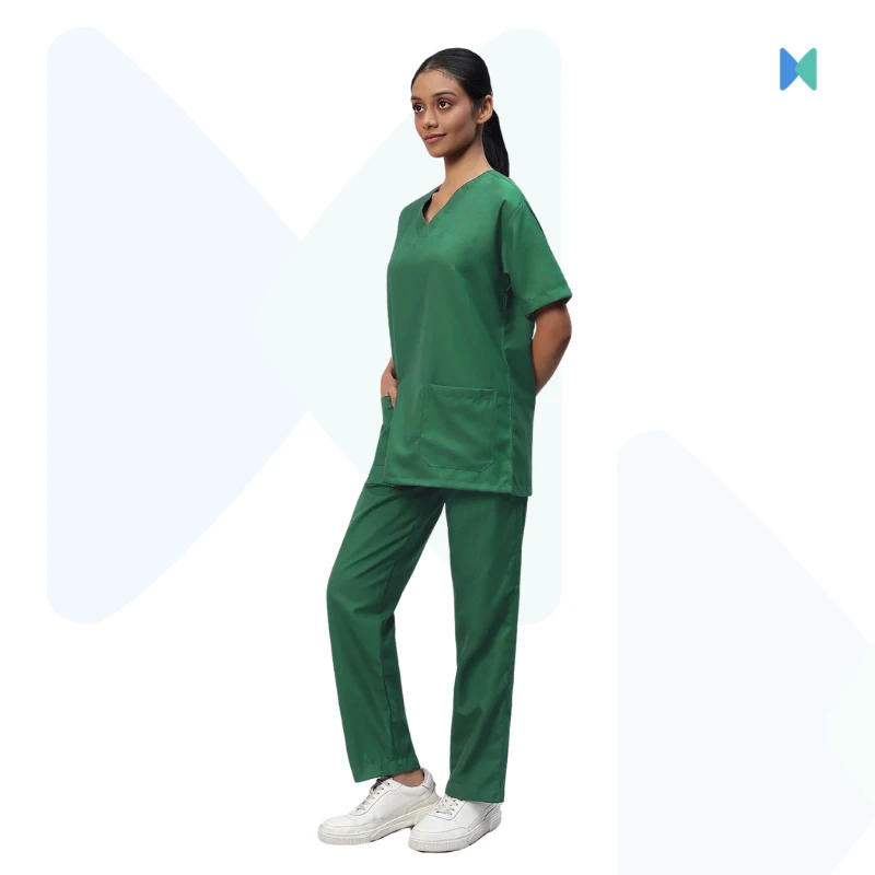 Premium V-neck Half Sleeve Unisex OT Dress (Medical Scrub) – Spinach Green