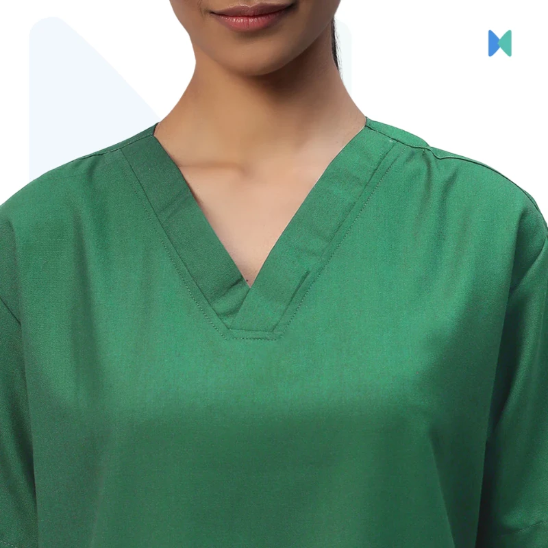 Premium V-neck Half Sleeve Unisex OT Dress (Medical Scrub) – Spinach Green - Thumbnail 3