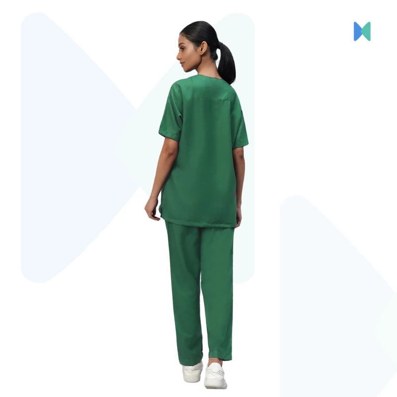 Premium V-neck Half Sleeve Unisex OT Dress (Medical Scrub) – Spinach Green - Thumbnail 5
