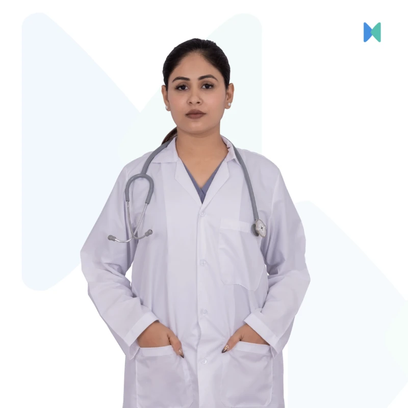 Long Sleeve White Apron/Lab Coat for Females - Premium (Torrey Fabric)