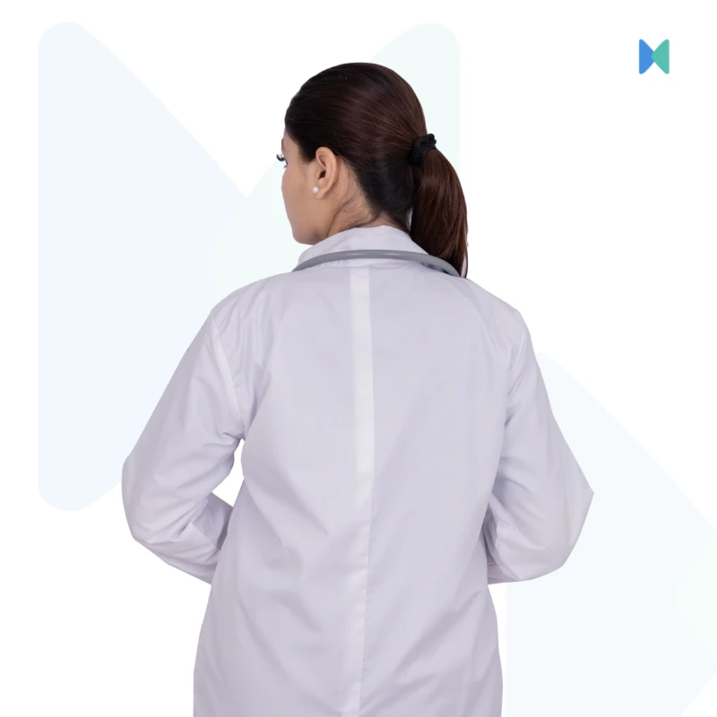 Long Sleeve White Apron/Lab Coat for Females - Premium (Torrey Fabric) - Thumbnail 4