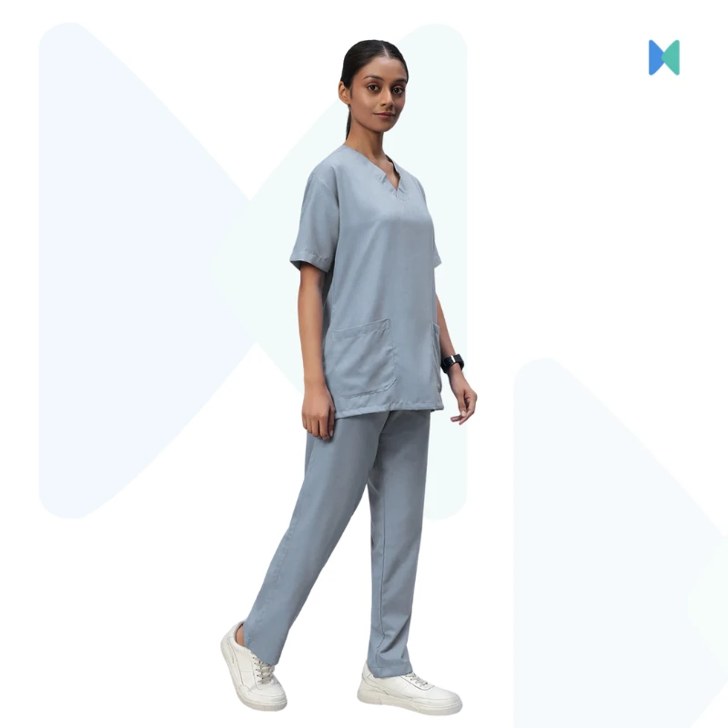 Premium V-neck Half Sleeve Unisex OT Dress (Medical Scrub) - Light Grey