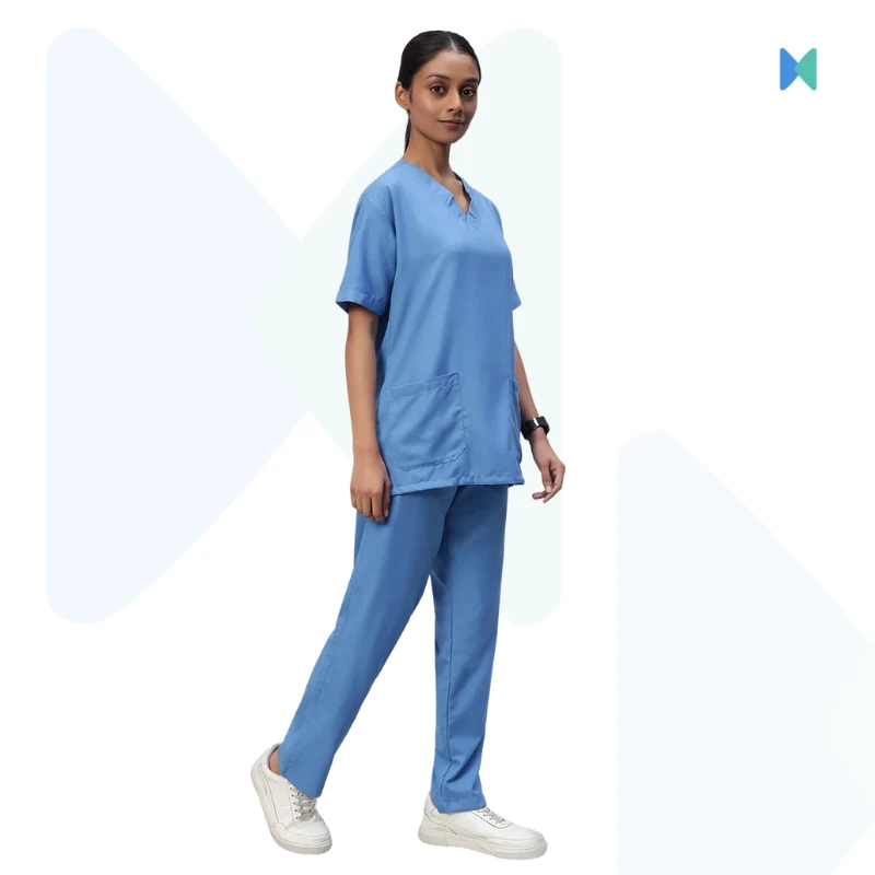 Premium V-neck Half Sleeve Unisex OT Dress (Medical Scrub) - Sky Blue