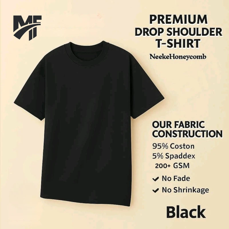 Solid Colour Drop Shoulder T-shirt - Image 4