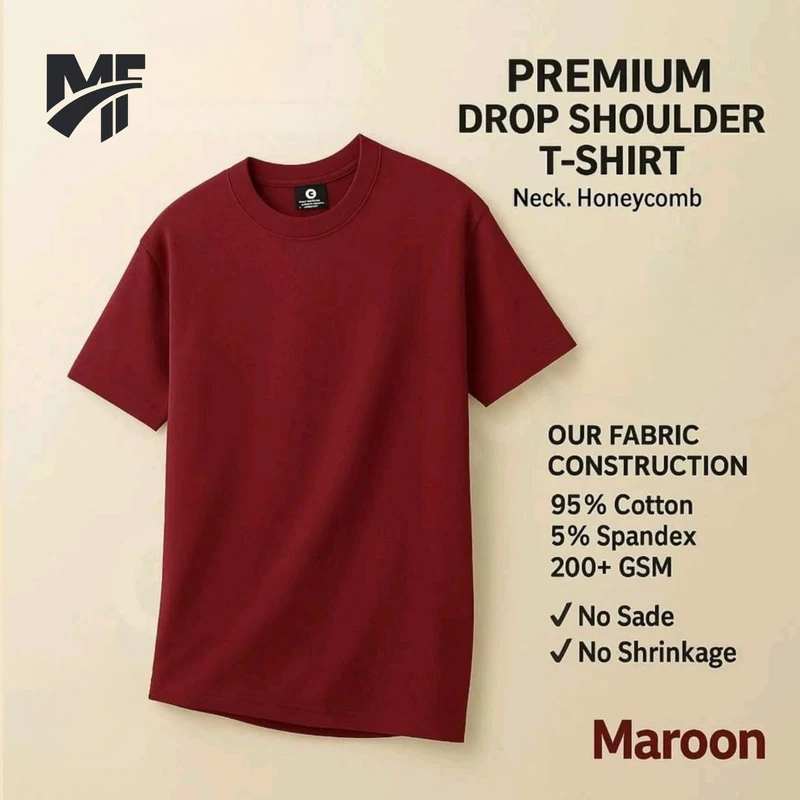 Solid Colour Drop Shoulder T-shirt - Image 5