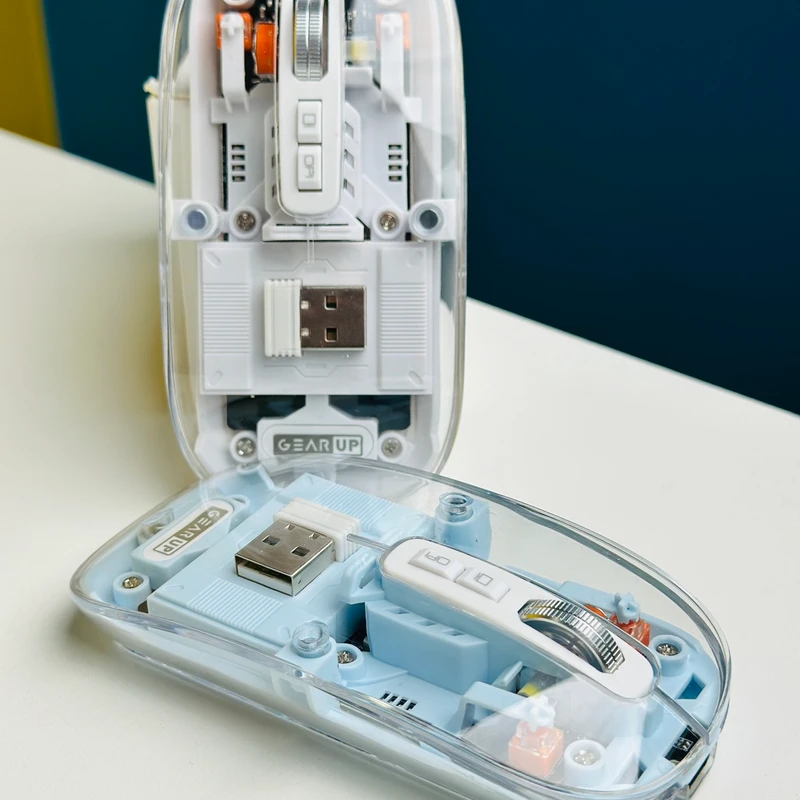 GearUP WM30 Transparent Crystal 2.4G + Bluetooth Magnetic Wireless Mouse