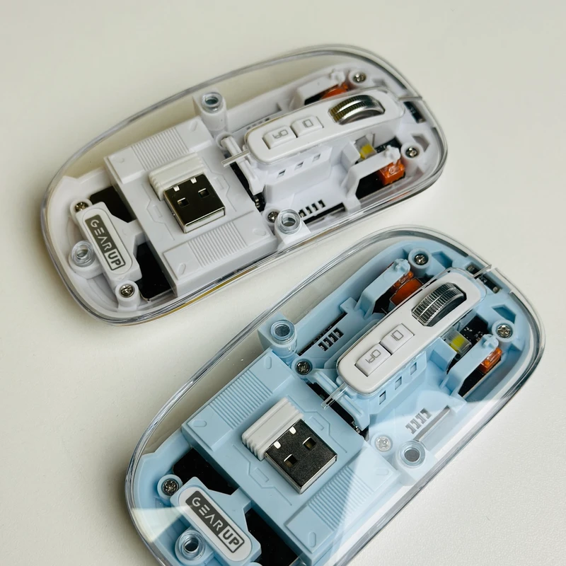 GearUP WM30 Transparent Crystal 2.4G + Bluetooth Magnetic Wireless Mouse