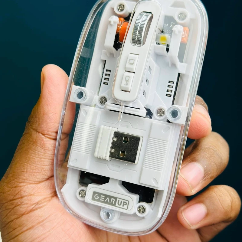 GearUP WM30 Transparent Crystal 2.4G + Bluetooth Magnetic Wireless Mouse