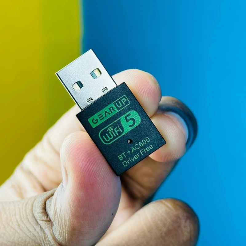 GearUP 600Mbps Dual Band WiFi + Bluetooth Adapter For Windows PC/Laptop- (Driver Free Version, WiFi Hotspot Supported, 2.4GHz + 5GHz)