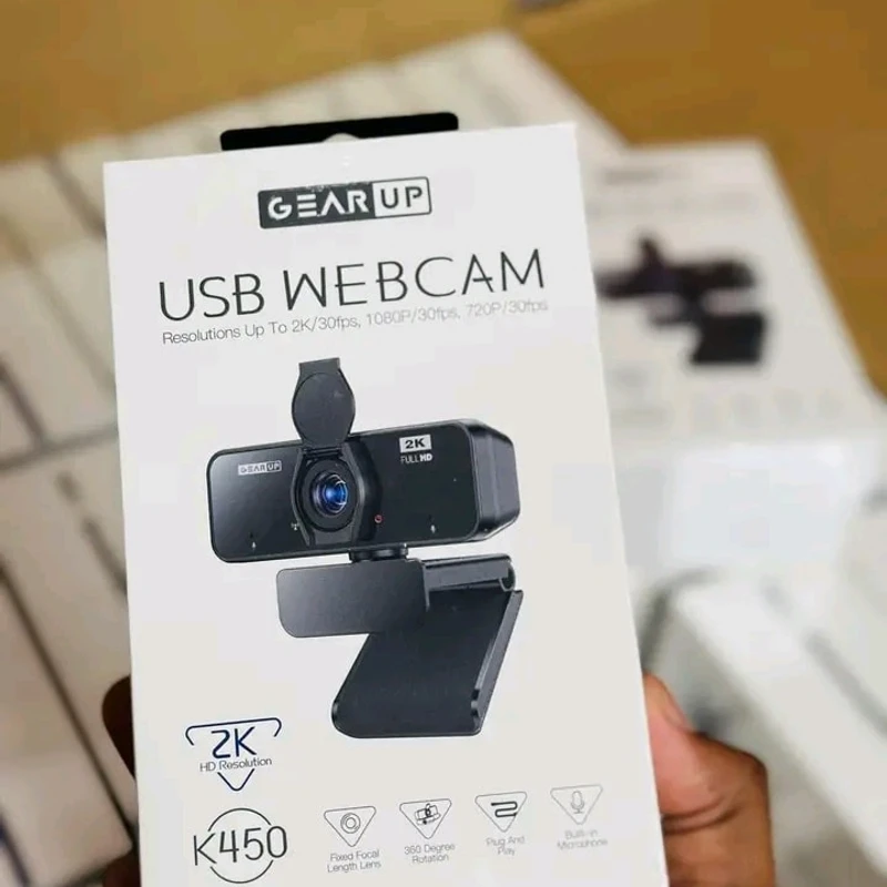 GearUP K450 Webcam- 2K 4.0MP HD USB Webcam with Privacy Cover Plug & Play USB Webcam with Built-in Mic
