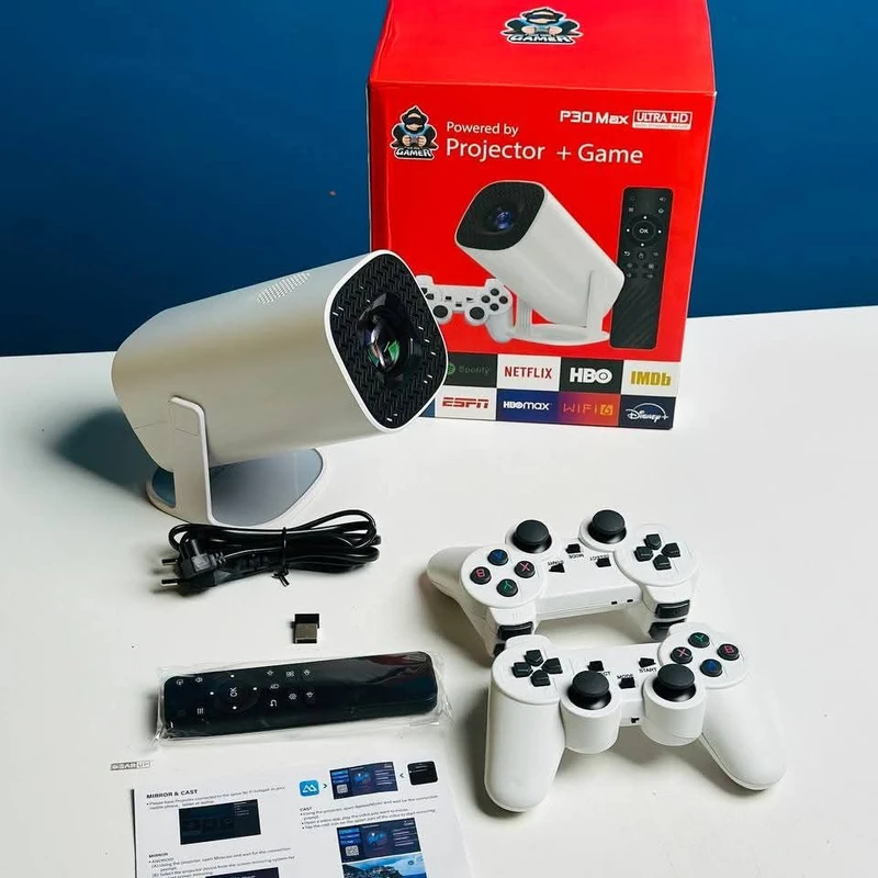 P30 Max Android 4K Projector + Video Game Console Combo