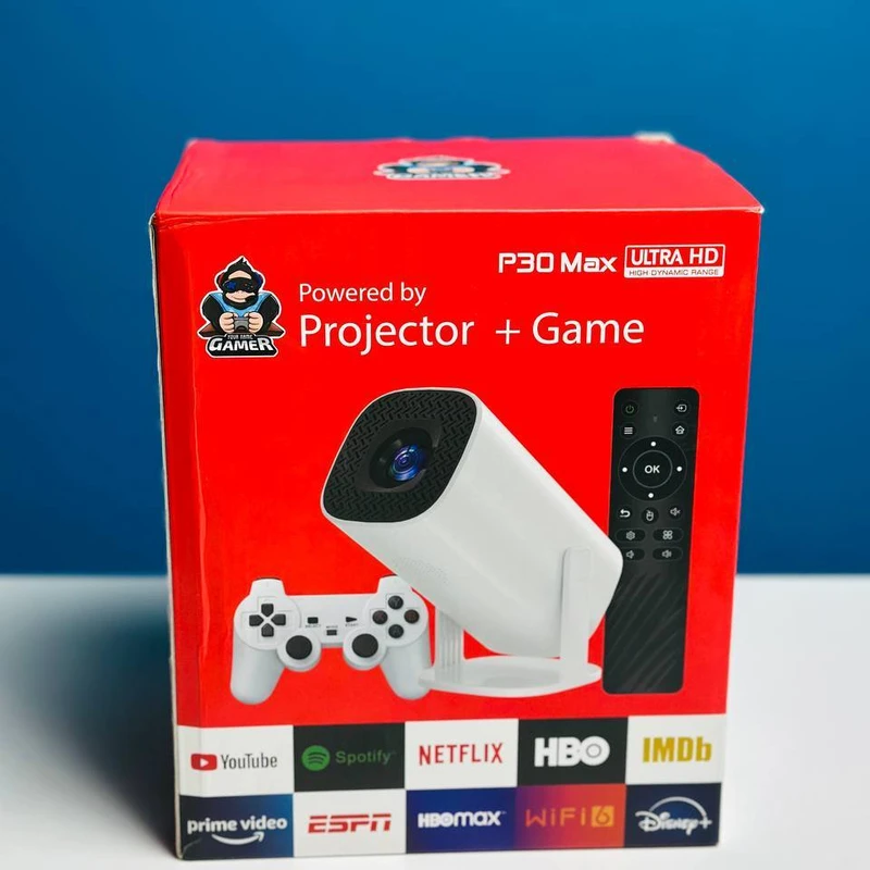 P30 Max Android 4K Projector + Video Game Console Combo
