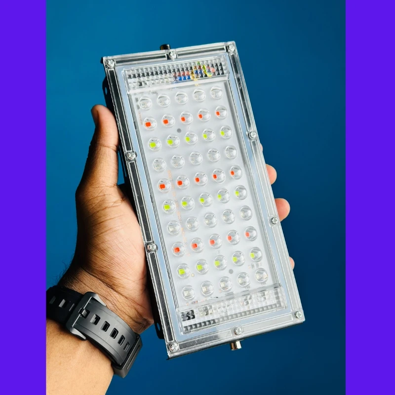 RGB LED Flood Light- Remote Controlled IP66 Waterproof Landscape & Outdoor Lighting (50W, AC220V) - – Black Color