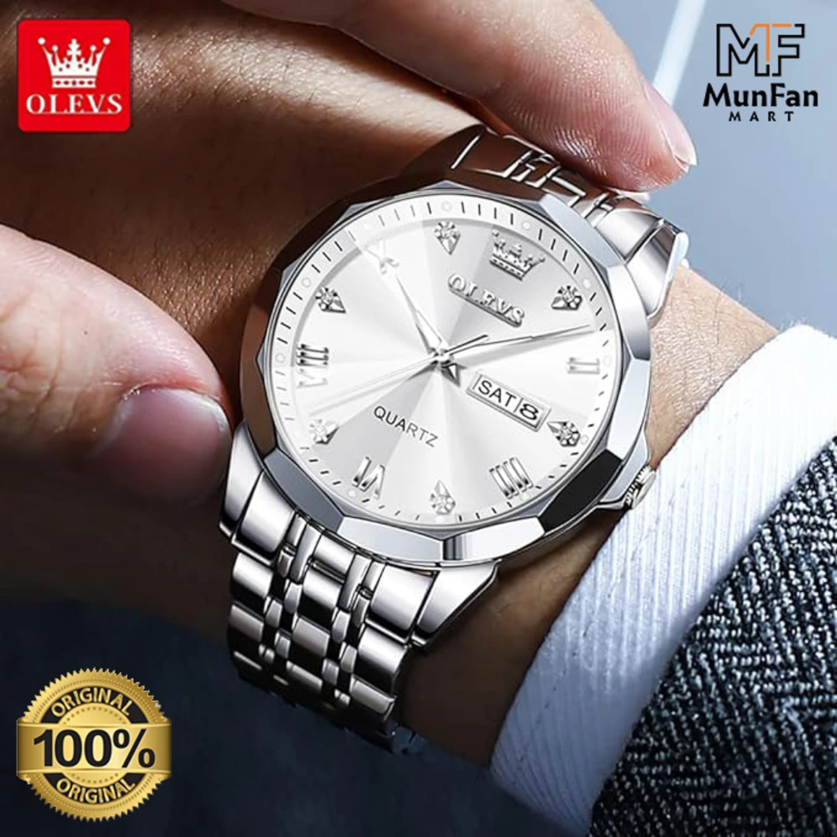 Original OLEVS 9931 Man’s Watch Full Silve