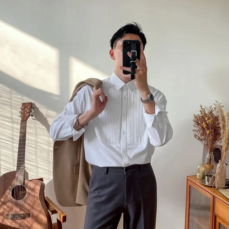 Najsha “Regal Pleat” Formal Shirt – Elegant Pleated Perfection for the Modern Gentleman