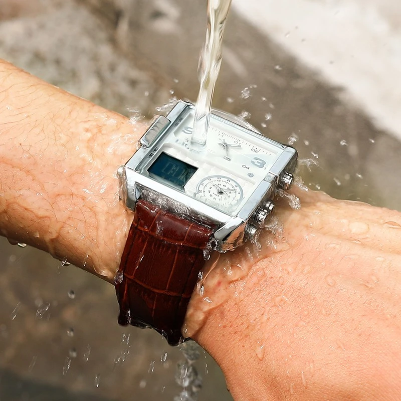 LIGE 8925 Top Brand Luxury Mens Watches Square Digital Sports Quartz Wrist Watch for Men Waterproof Stopwatch Relogio Masculino