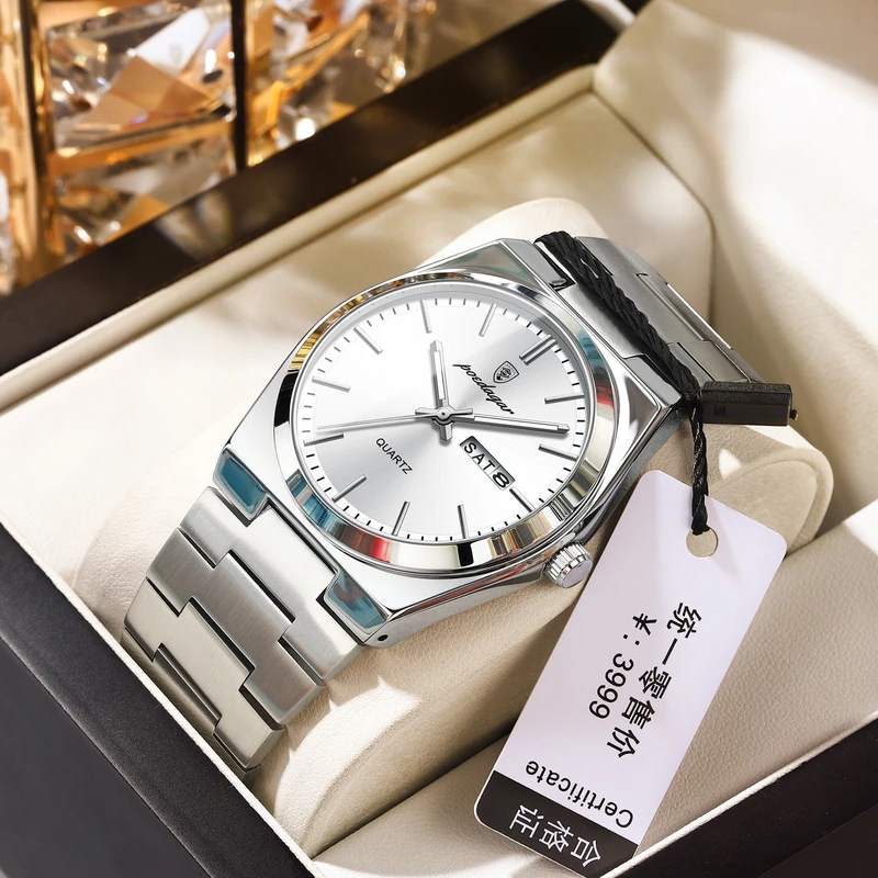 Poedagar Model 930 Stainless Steel Quartz Wristwatch for Men - Silver