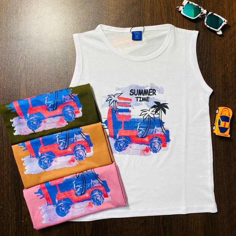 Boy's Sleeveless T-Shirt (Combo 4 Pieces)