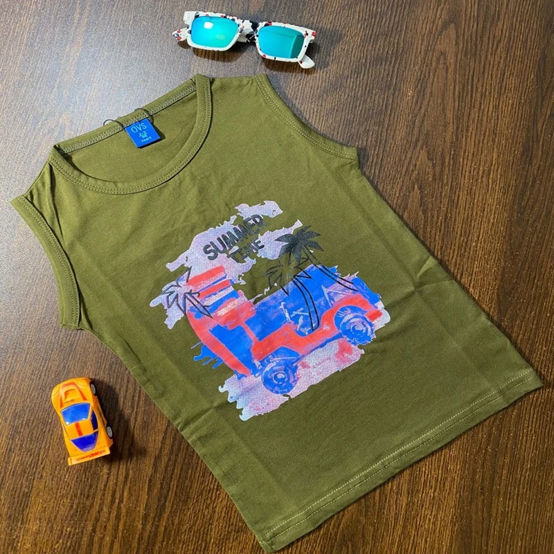 Boy's Sleeveless T-Shirt (Combo 4 Pieces) - Image 3