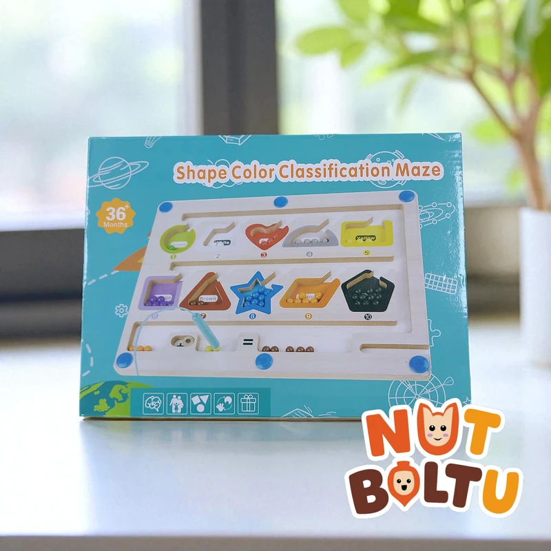 Shape Color Classification Maze - Wooden Educational Toy for Kids (3+)