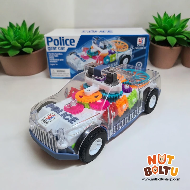 Police Gear Car – Transparent Gear Learning Toy with Music & Lights