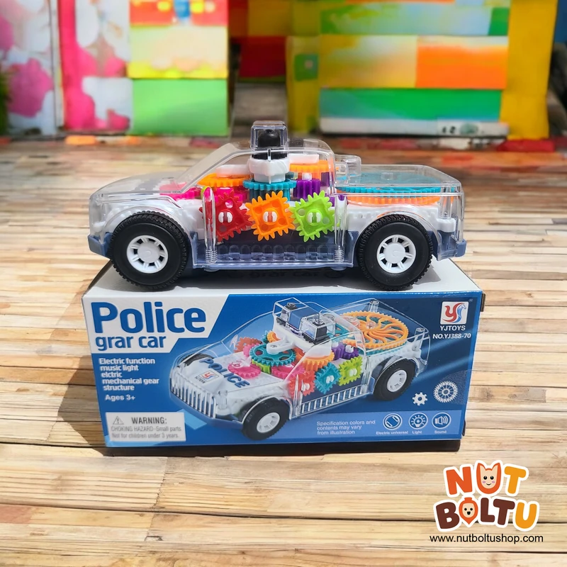 Police Gear Car – Transparent Gear Learning Toy with Music & Lights - Image 3
