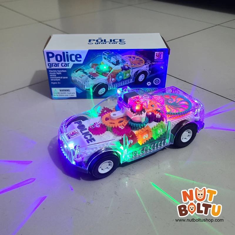 Police Gear Car – Transparent Gear Learning Toy with Music & Lights - Image 4