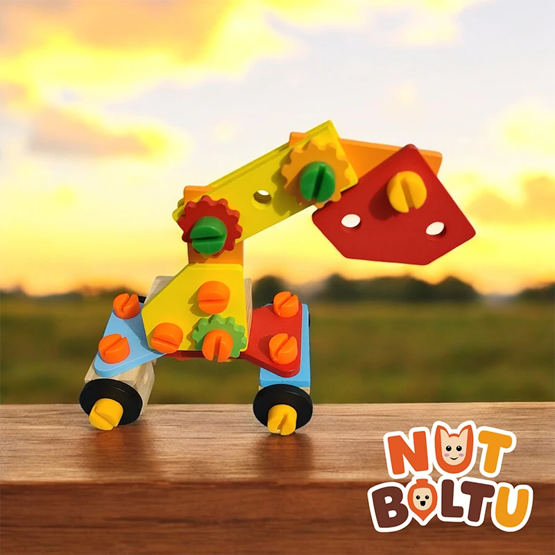 Creative Wooden DIY Building Blocks Set – 100% Safe & Educational Toy for Kids (3+ Years)