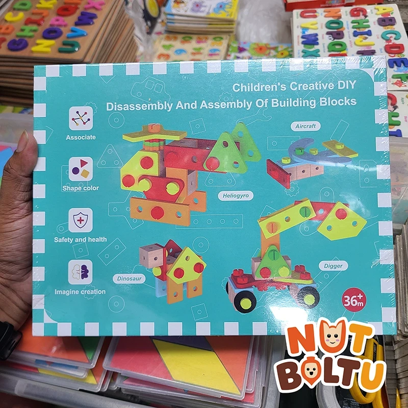 Creative Wooden DIY Building Blocks Set – 100% Safe & Educational Toy for Kids (3+ Years) - Image 5