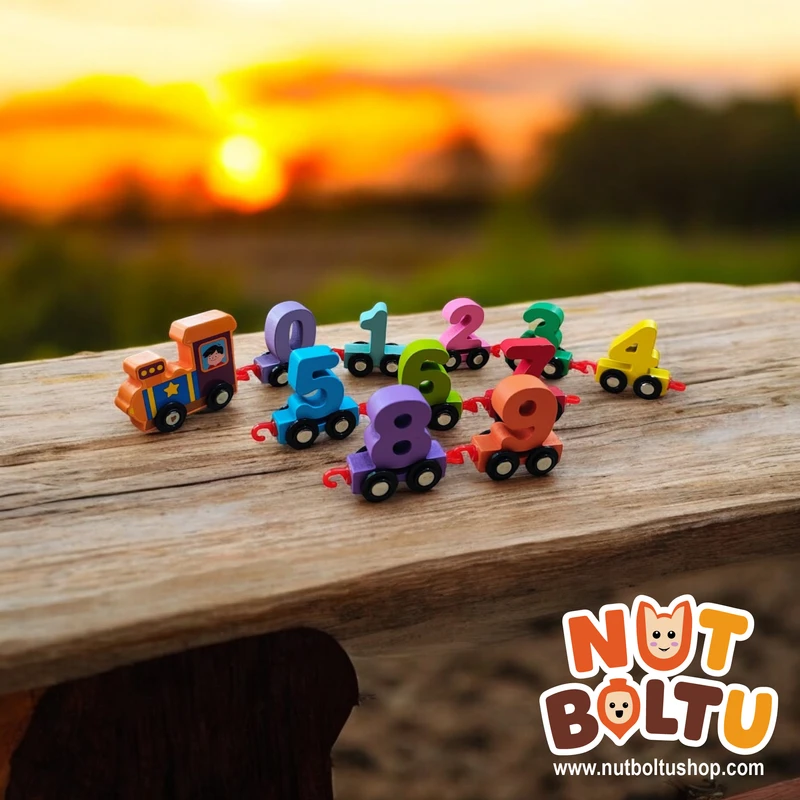 Digital Mini Train – Colorful Wooden Number Learning Toy for Kids