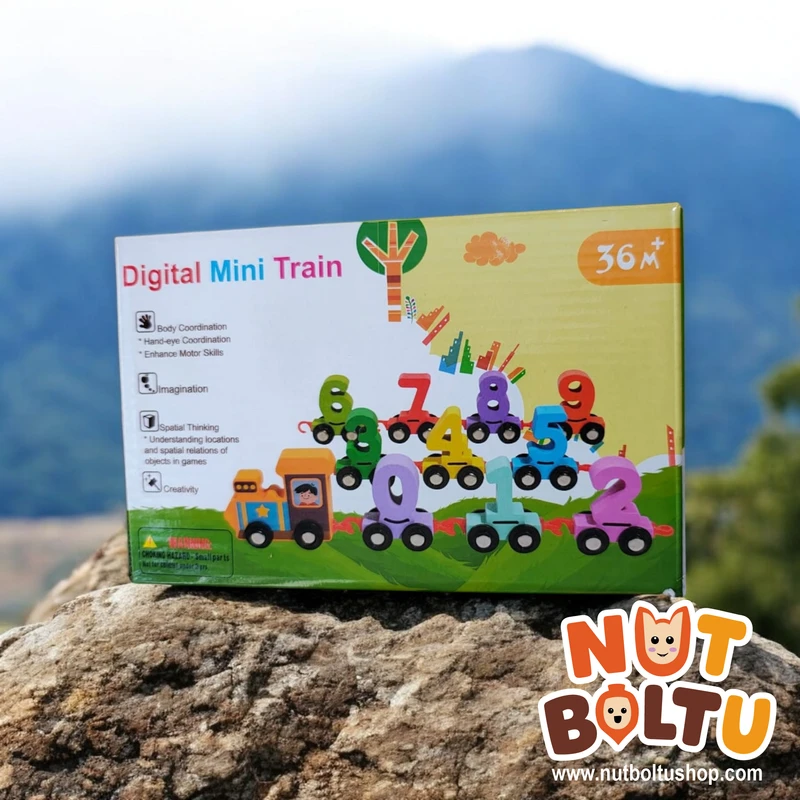 Digital Mini Train – Colorful Wooden Number Learning Toy for Kids - Image 3