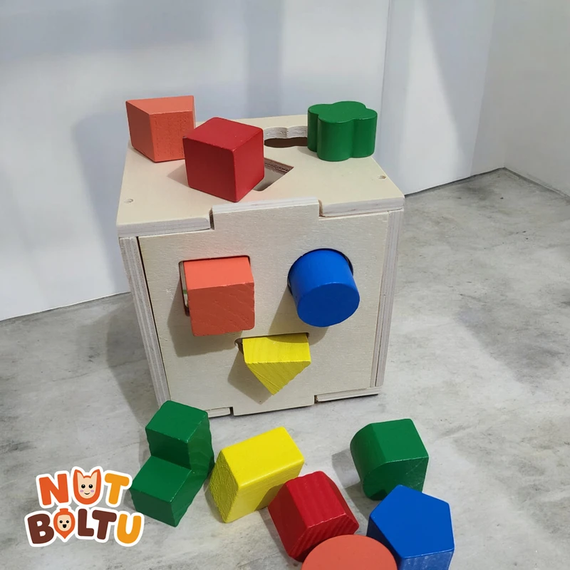 Fifteen Hole Shape Intelligence Box - Wooden Shape Sorting Toy for Kids