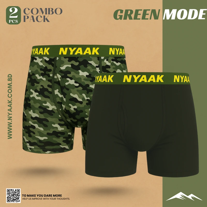 2 Pcs Mix Boxer Briefs Bundle (Green Mode)