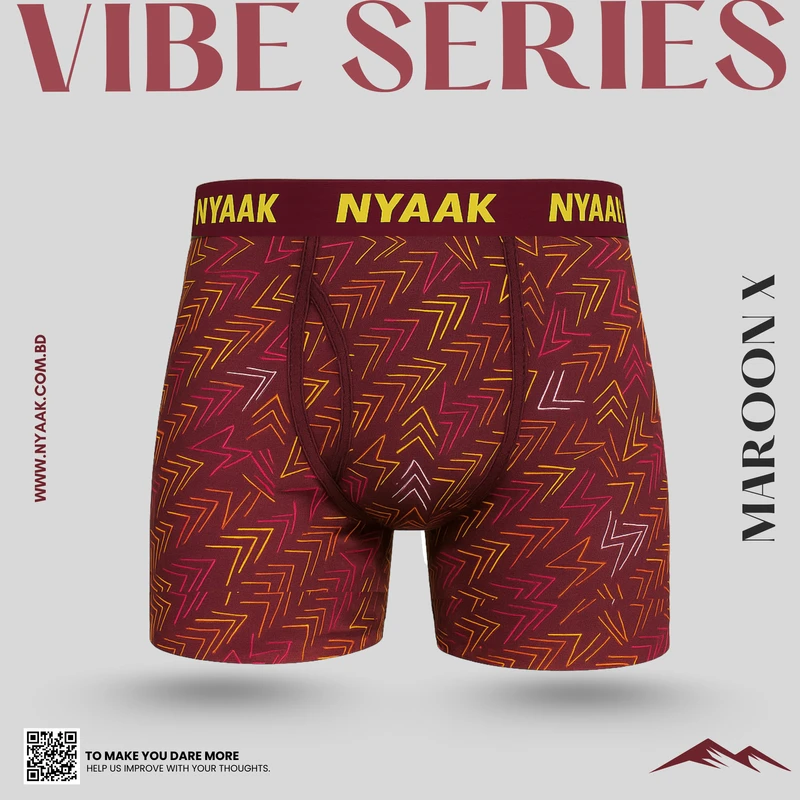 Vibe Series - Printed Boxer Briefs (Maroon)
