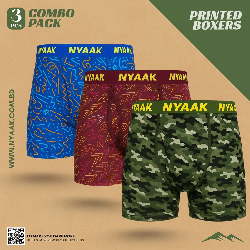 3 Pcs Printed Boxer Bundle