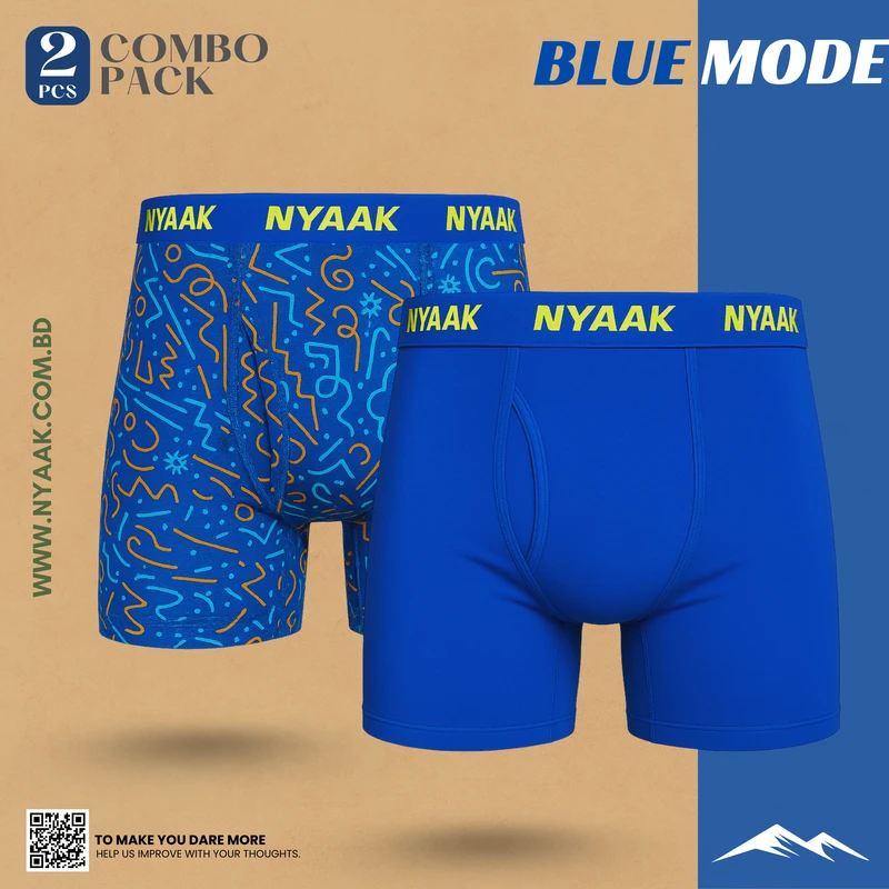 2 Pcs Mix Boxer Briefs Bundle (Blue Mode)