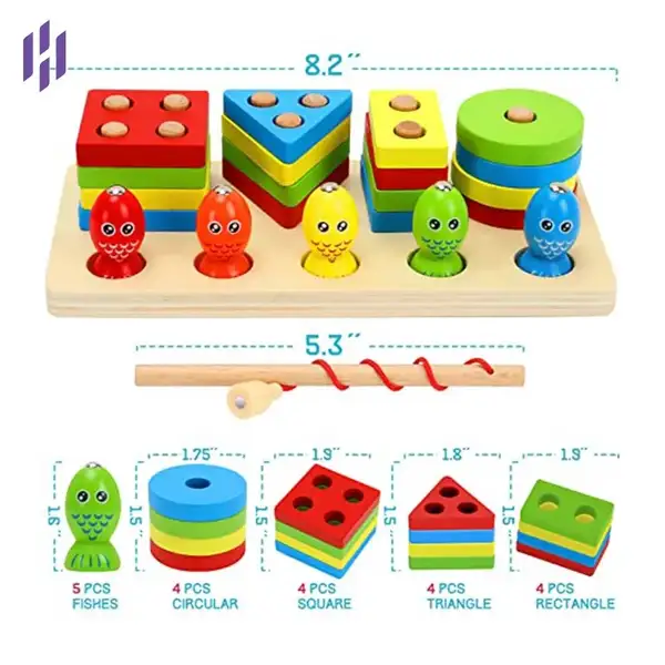 Fishing Four Post – 2in1 Wooden Blocks Puzzle