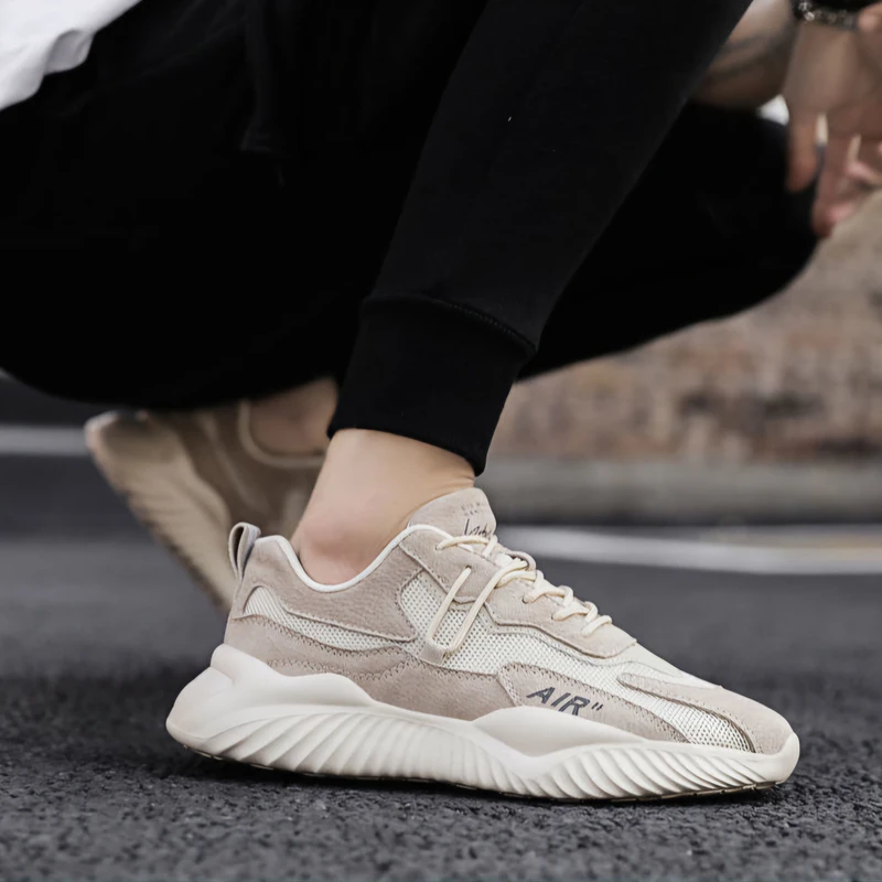Men's Breathable Running Shoe-Beige