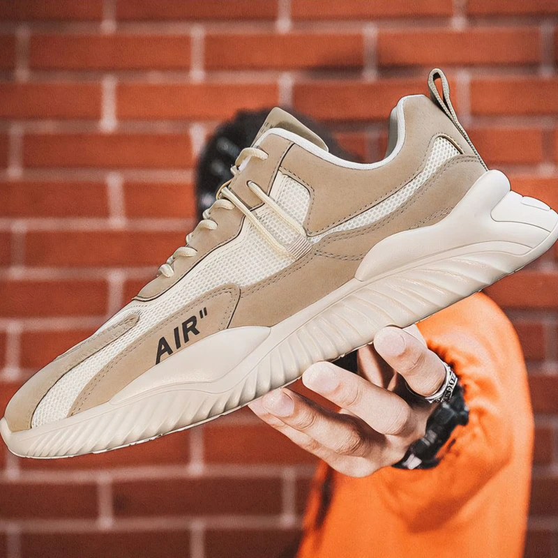 Men's Breathable Running Shoe-Beige - Image 3