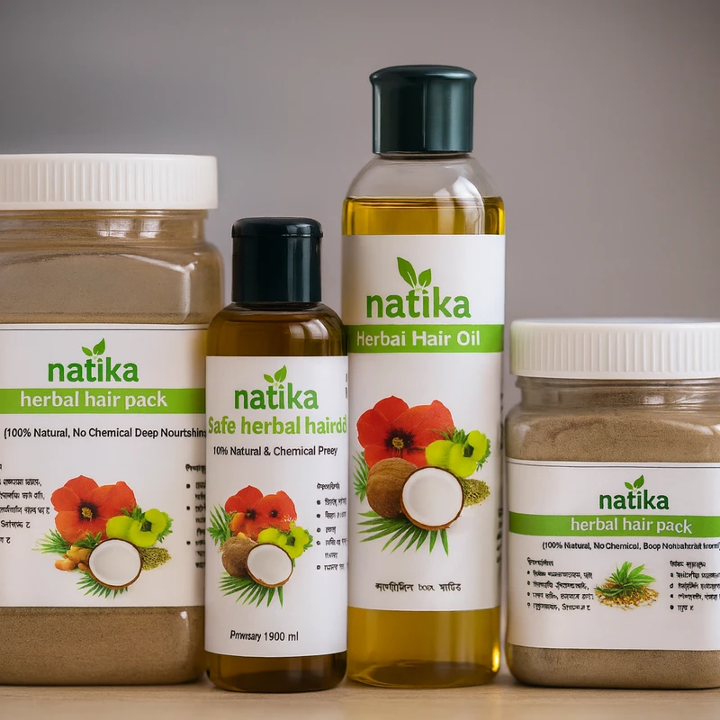 Natika Herbal Hair Pack and Hair Oil Combo