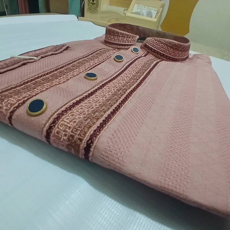 Premium Imported Fancy Cotton Embroidery Panjabi - Image 4