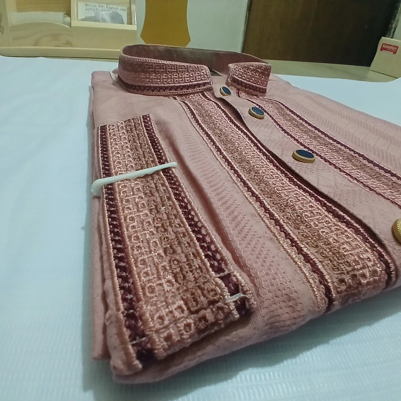 Premium Imported Fancy Cotton Embroidery Panjabi - Image 5