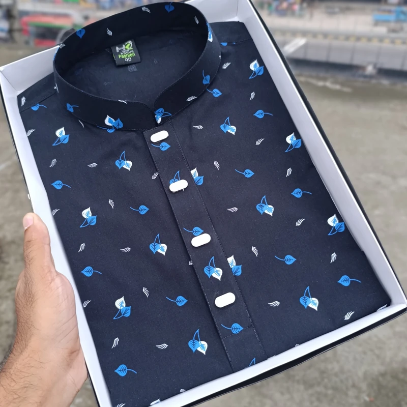 Cotton Panpata Panjabi Blue - 016 - Image 3