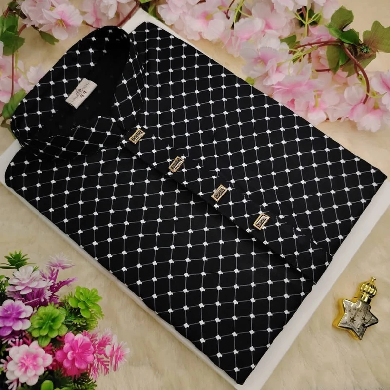 Ghuri Soft Cotton Panjabi Black - 022