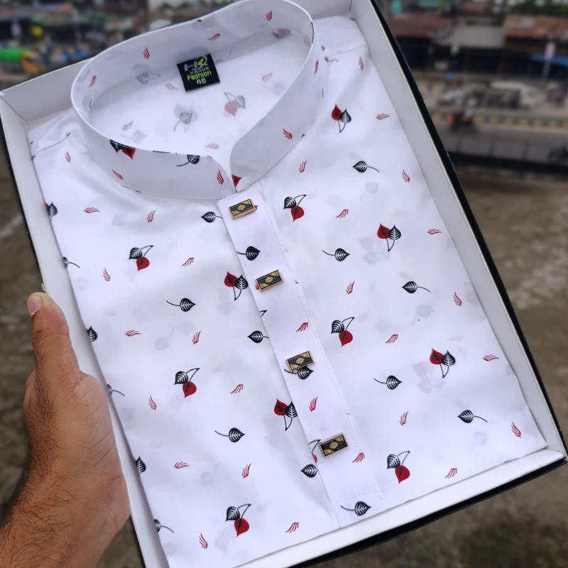 Cotton Panpata Panjabi White - 014