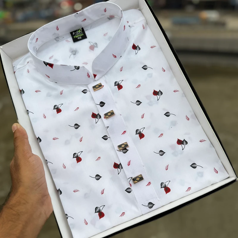 Cotton Panpata Panjabi White - 014