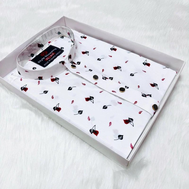 Cotton Panpata Panjabi White - 014 - Image 3