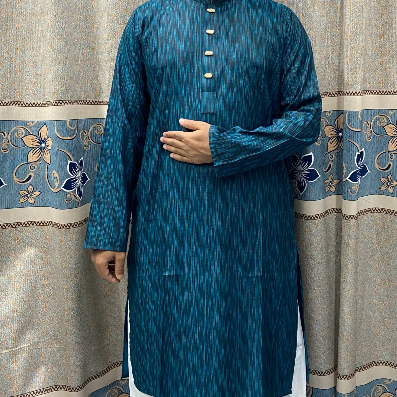 Fancy Cotton Panjabi Blue Code-005