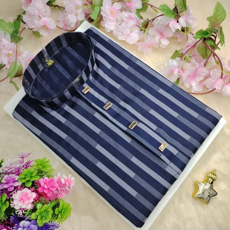 Stripe Soft Cotton Panjabi Navy - 003